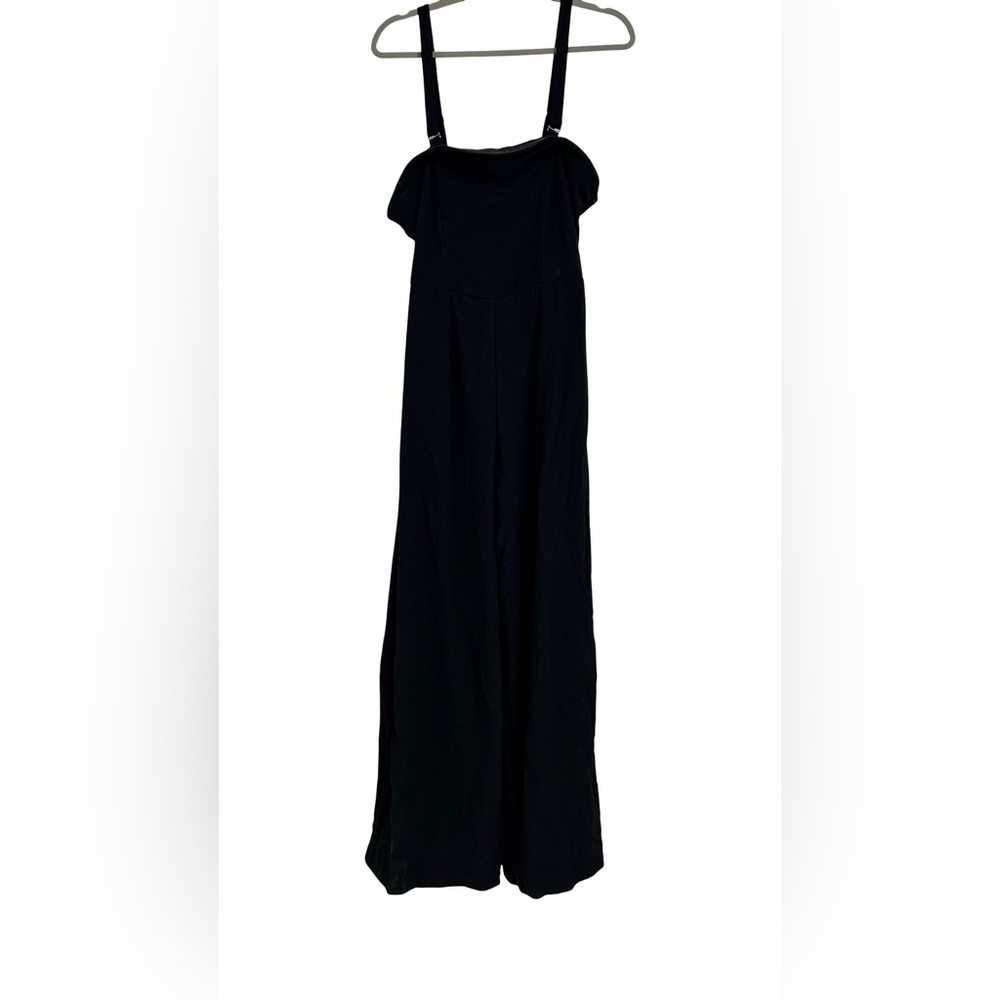 NWT Wild Fable Black Wide Leg Romper XL Flowy Strappy Jumpsuit Lounge Minimalist